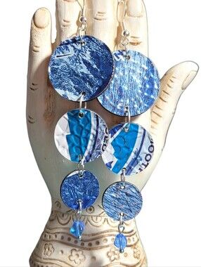 Uocycled Earrings, Big Boho Dangle Earrings